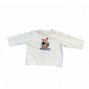 Vintage Y2K Sesame Street White Long Sleeve Shirt with Elk Design 12M